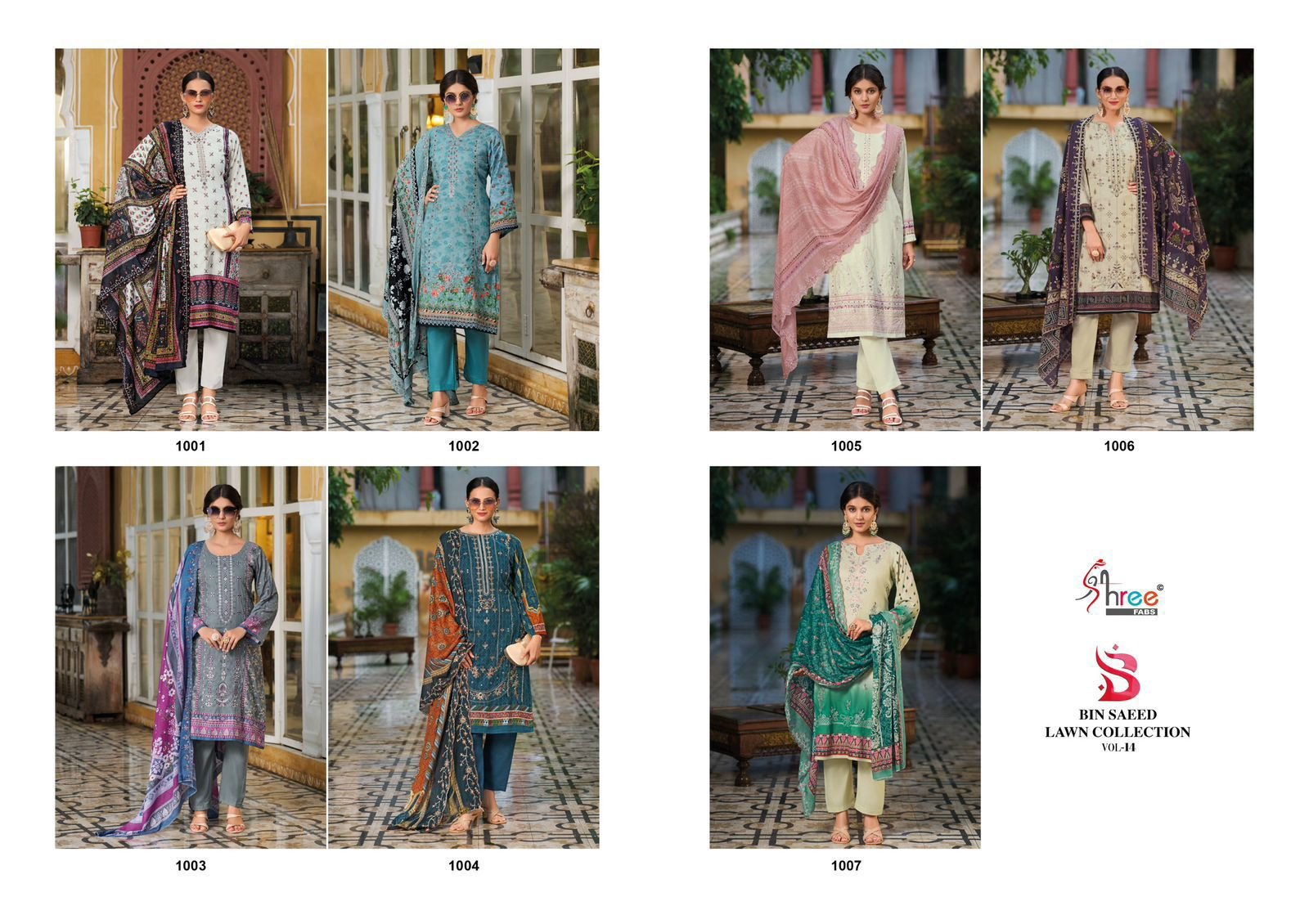 Shree Bin Saeed lawn collection vol -14 pure cotton suits