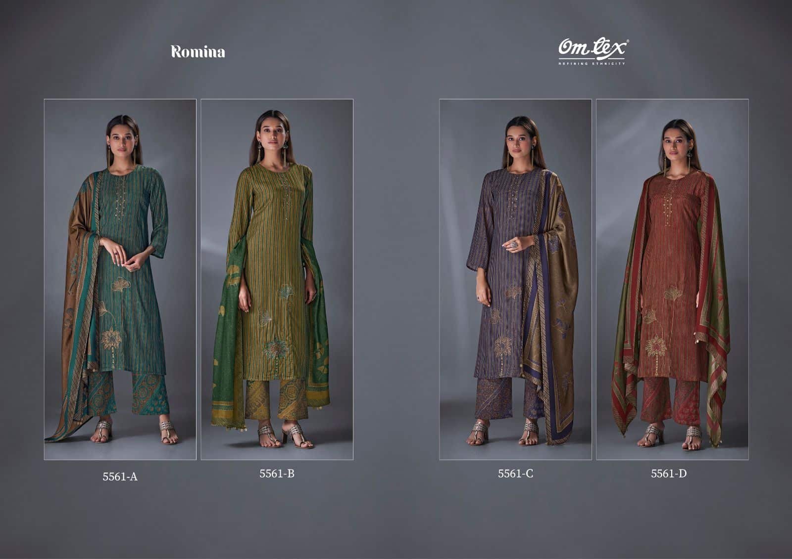 Romina omtex silk suits