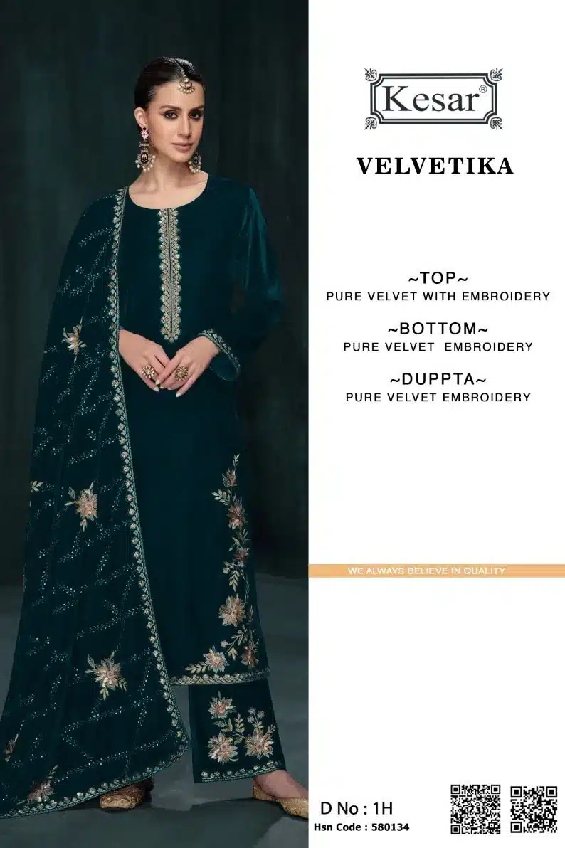 Kesar velvetika ladies designer suit
