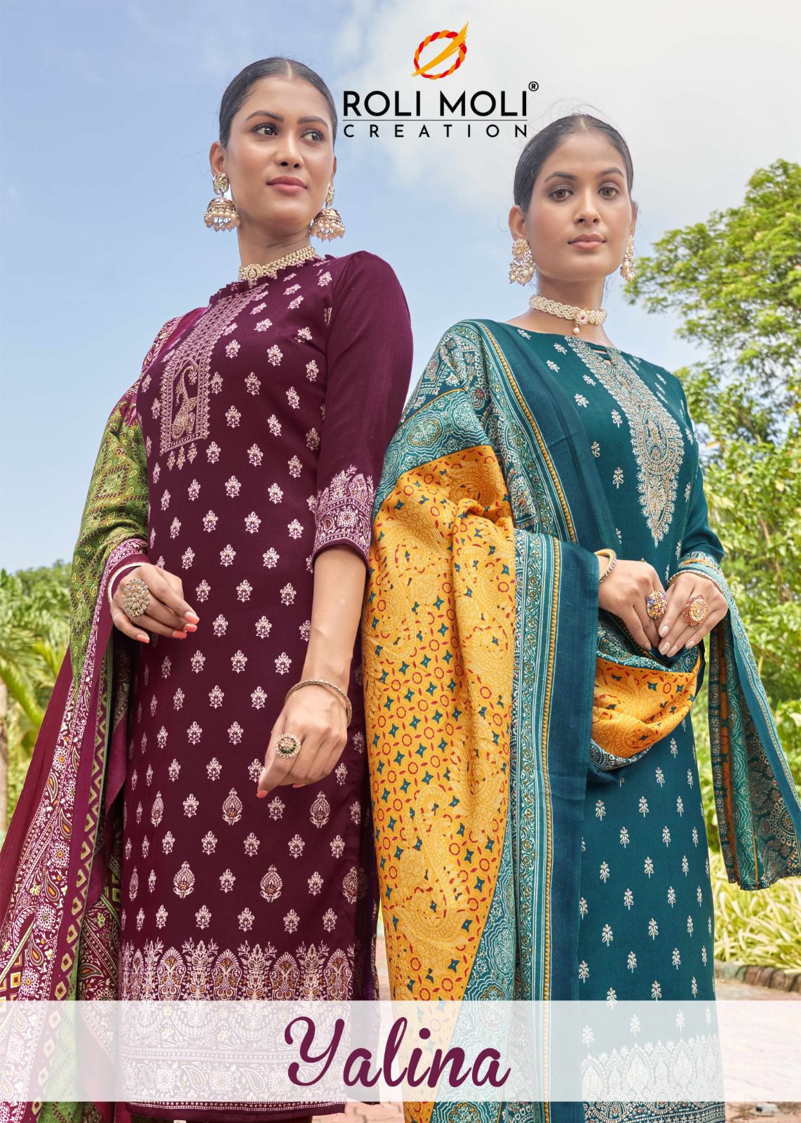 Roli moli yalina pashmina suit