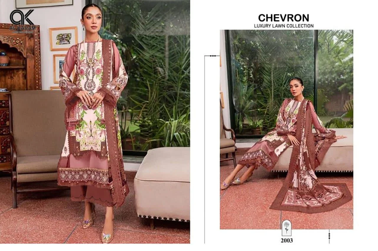 Al karam chevron lawn collection Pakistani style suit