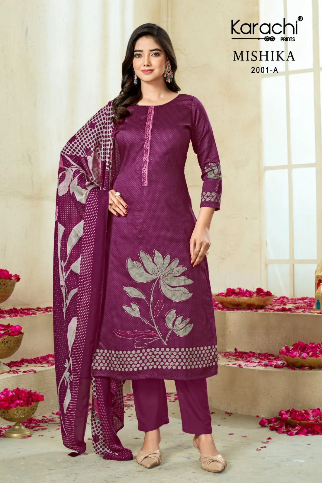 Kesar Karachi mishika cotton dress material