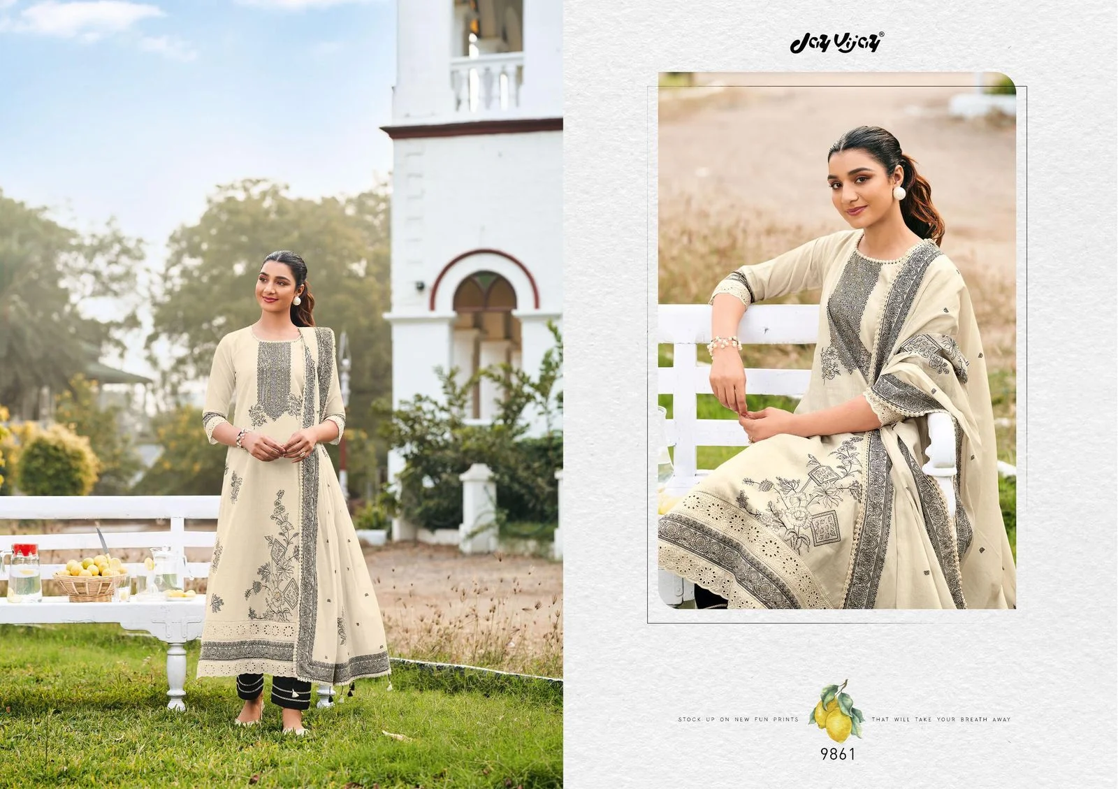 Jay Vijay nimbu pani ladies unstitched suit