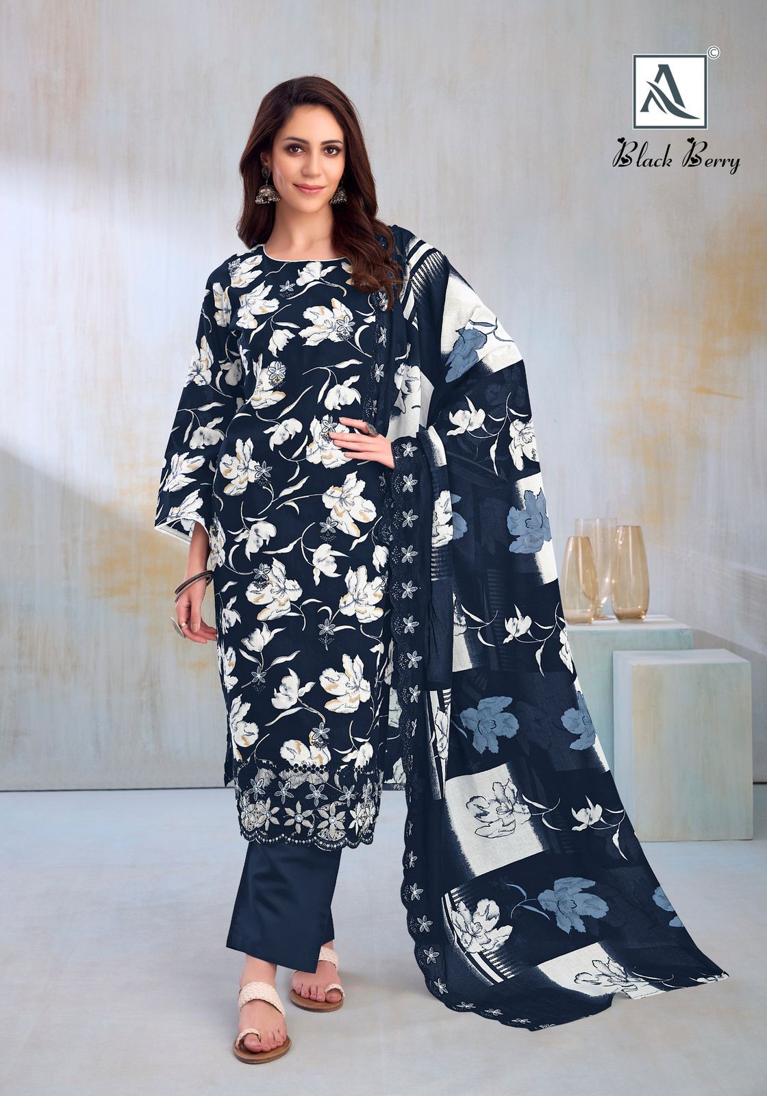 Alok black berry ladies wholesaler suit in Delhi