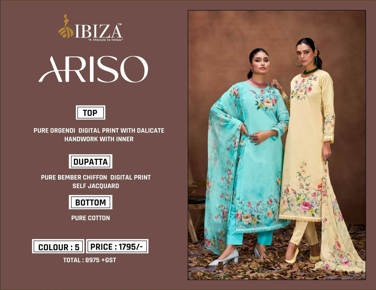 Ibiza ariso organdy ladies wholesaler suits