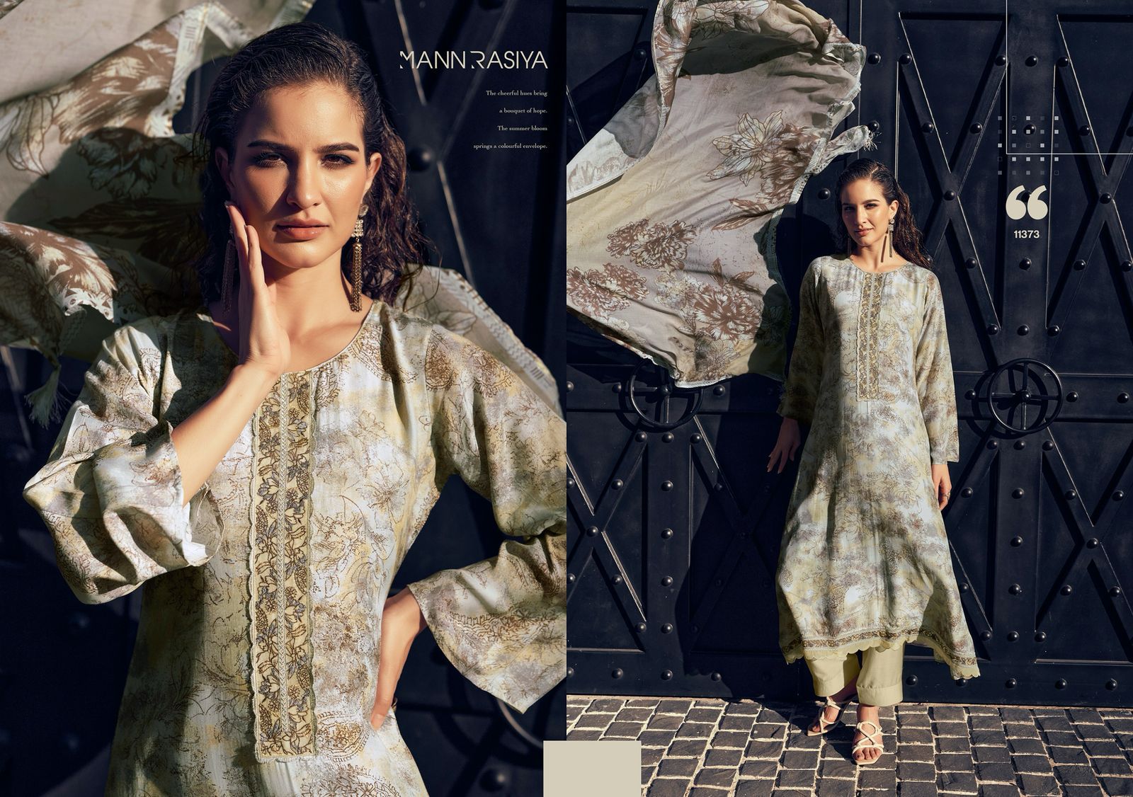 Mannrasiya sahar muslin silk suit