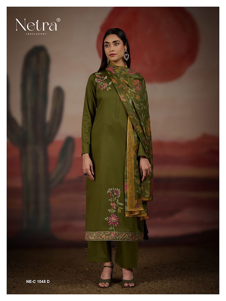 URVI – Elegant Cotton Silk Suit with Digital Print & Embroidery