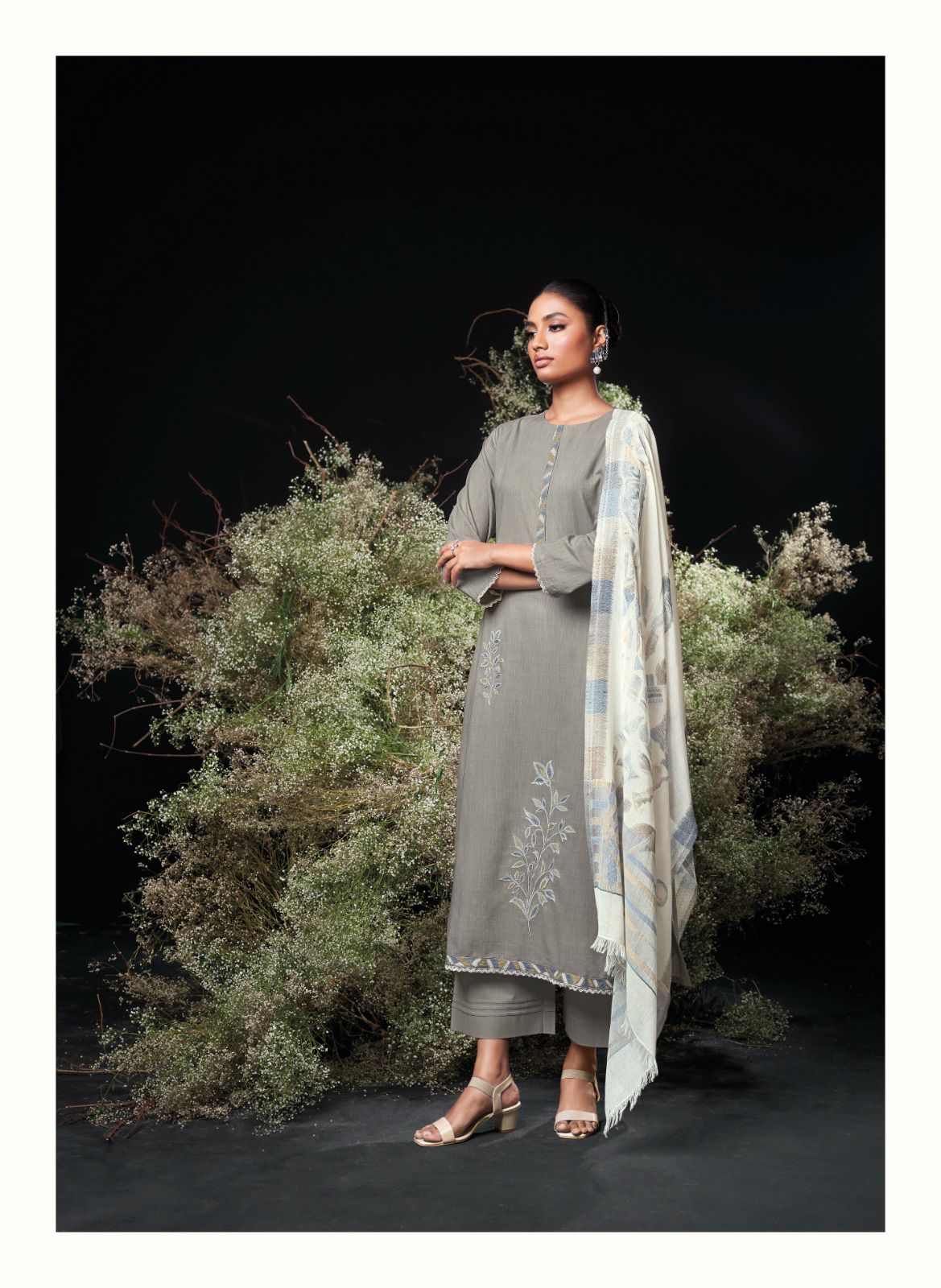 Ganga Charoline Premium Cotton Embroidered Suit