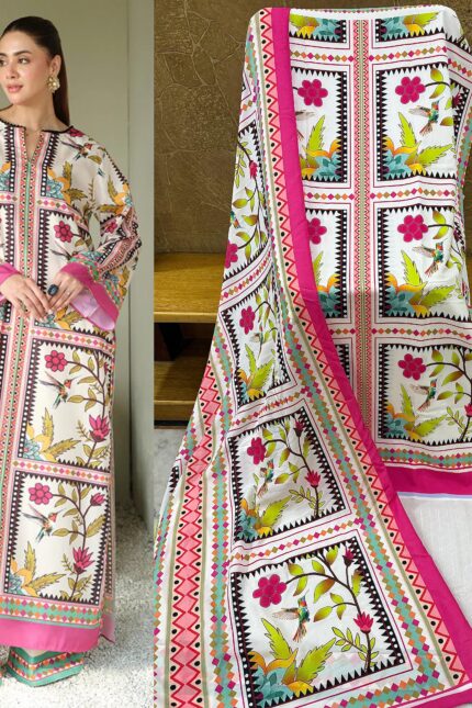 Muslin Suit Set With Dupatta