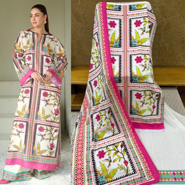 Muslin Suit Set With Dupatta