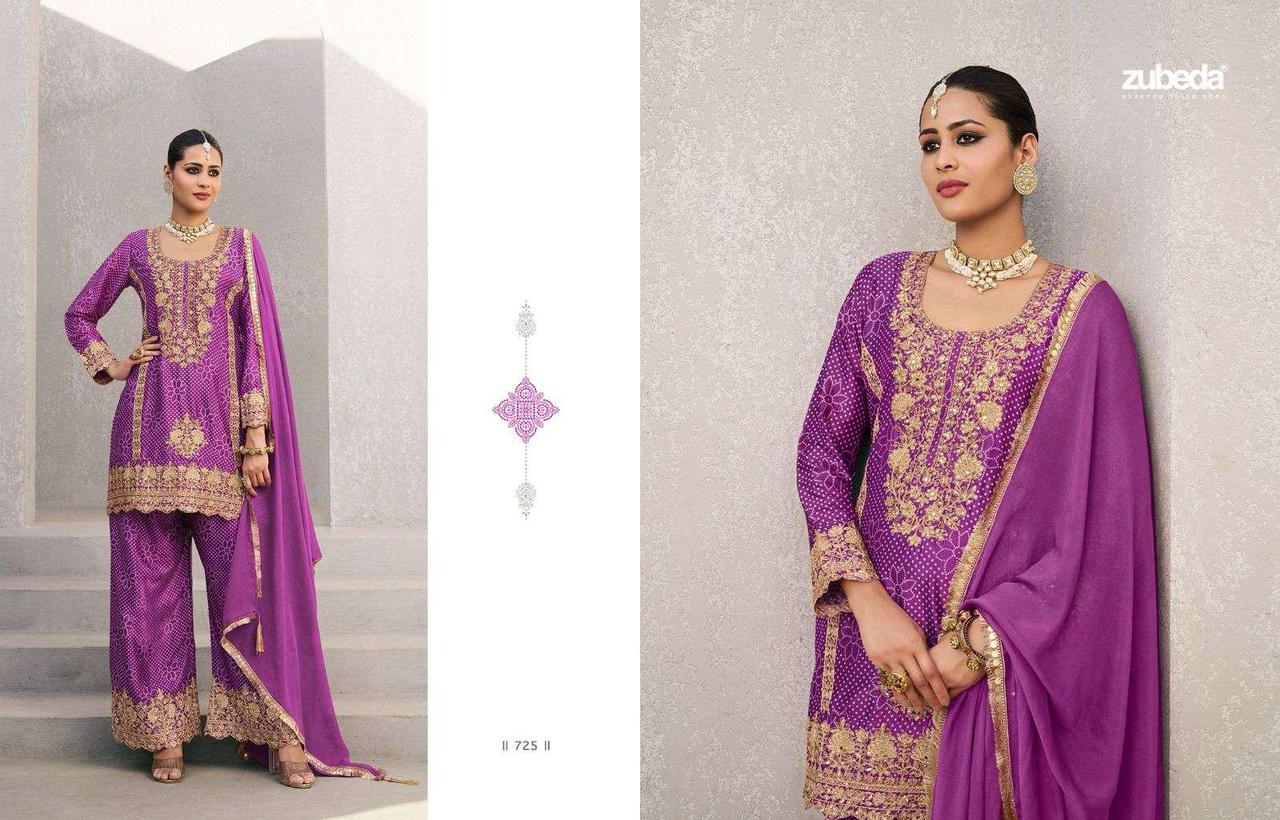 Zubeda Naaz Chinon Silk Designer Palazzo Suit