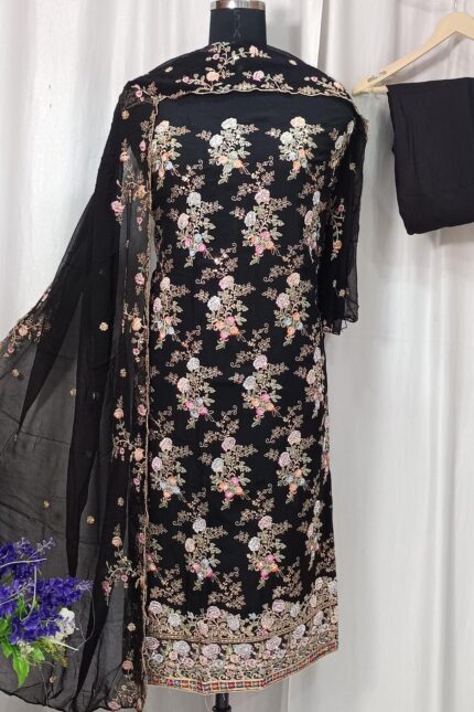Pure Organza Embroidered Suit