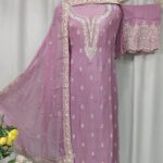 Pure Chinon Embroidered Suit