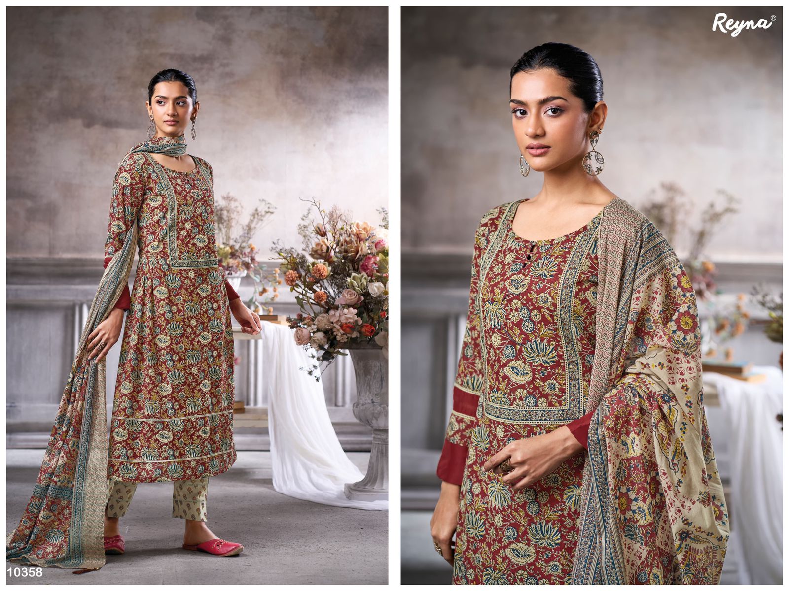 Reyna Naz Cotton Block Print Suit