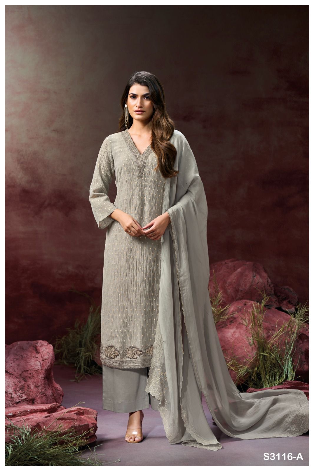 Ganga Eari 3116 – Viscose Jacquard Suit