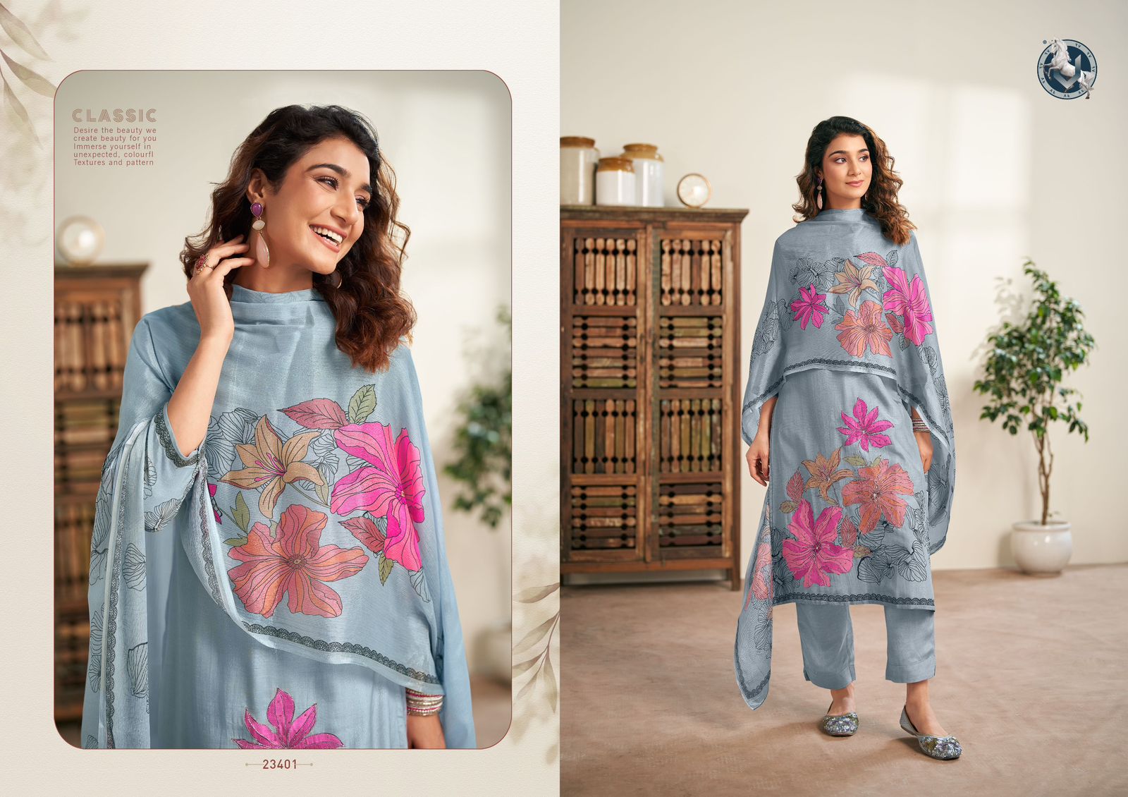 Vivek Floral – Premium Muslin Suit