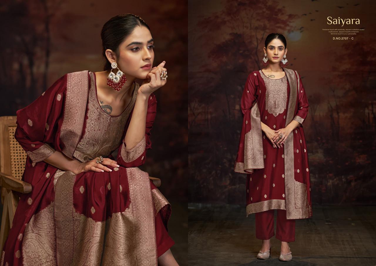 SARGAM SAIYARA – Elegant Jacquard Silk Suit Set