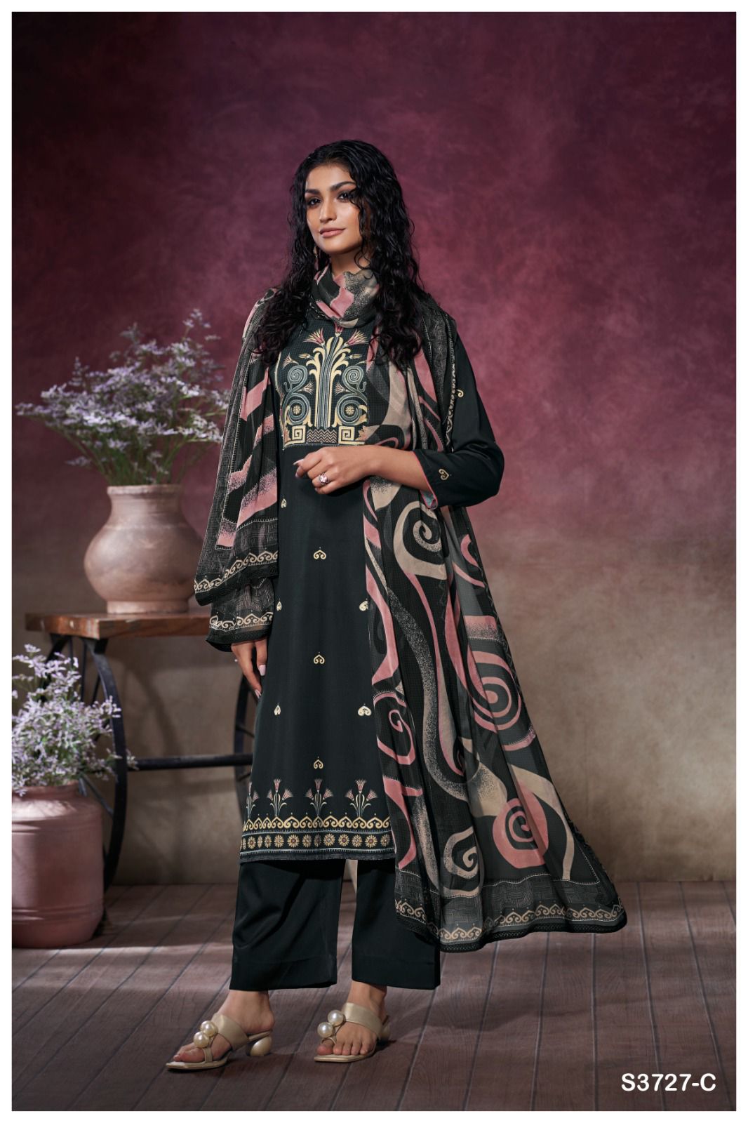 Ganga Jihana 3727 – Premium Cotton Satin Suit