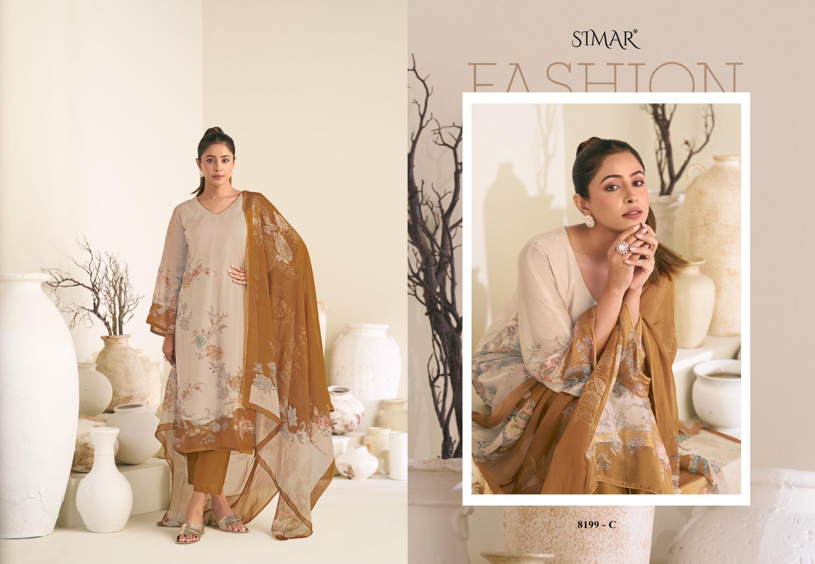 Glossy Simar Arisa | Elegant Viscose Organza Suit