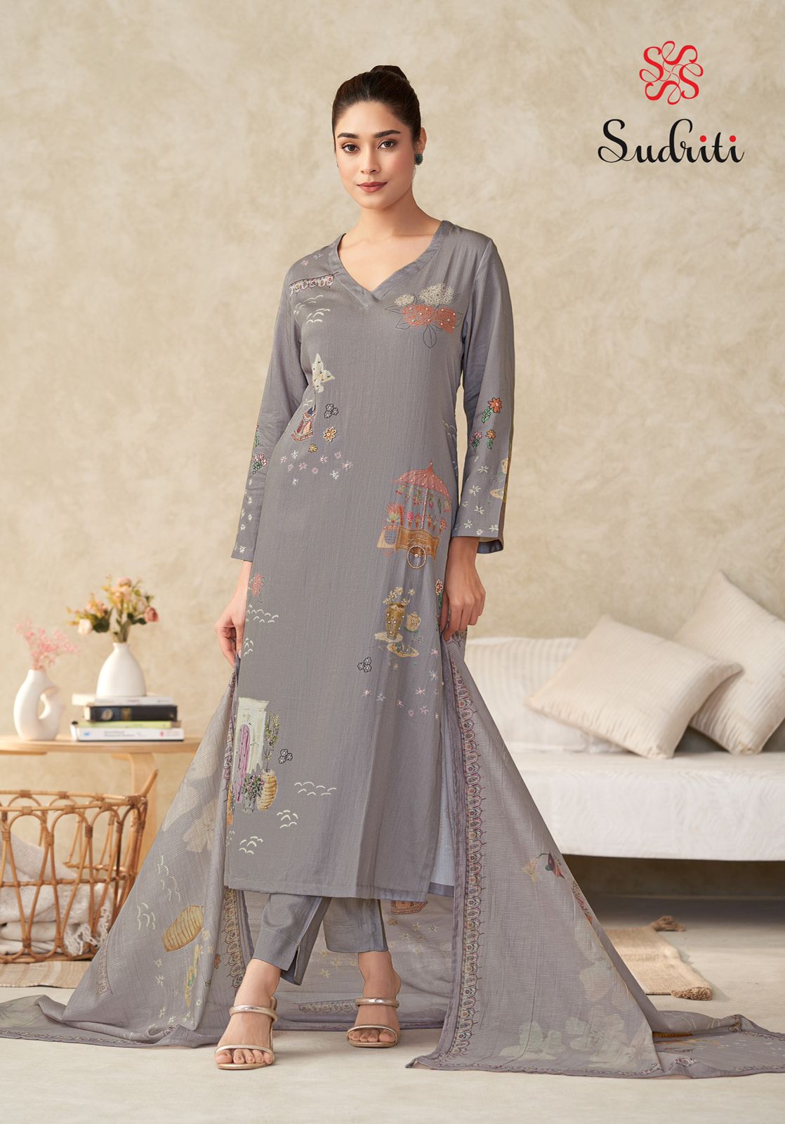 Sudriti Suhani – Italian Satin Printed Suit