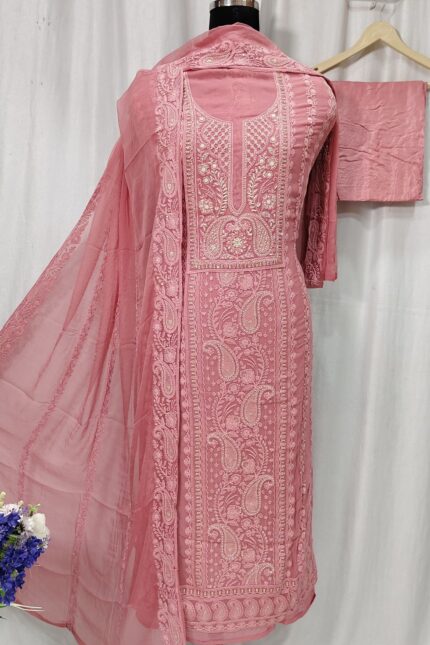 Pure Cotton Embroidery Lucknowi Suits