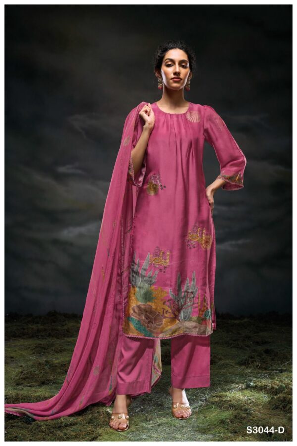 Ganga silk satin suit