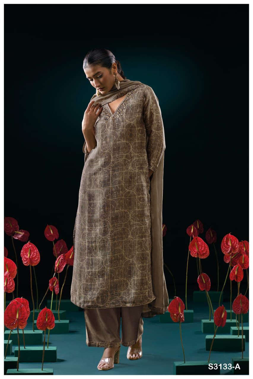 Ganga Genie 3133 - Silk Designer Suit Set