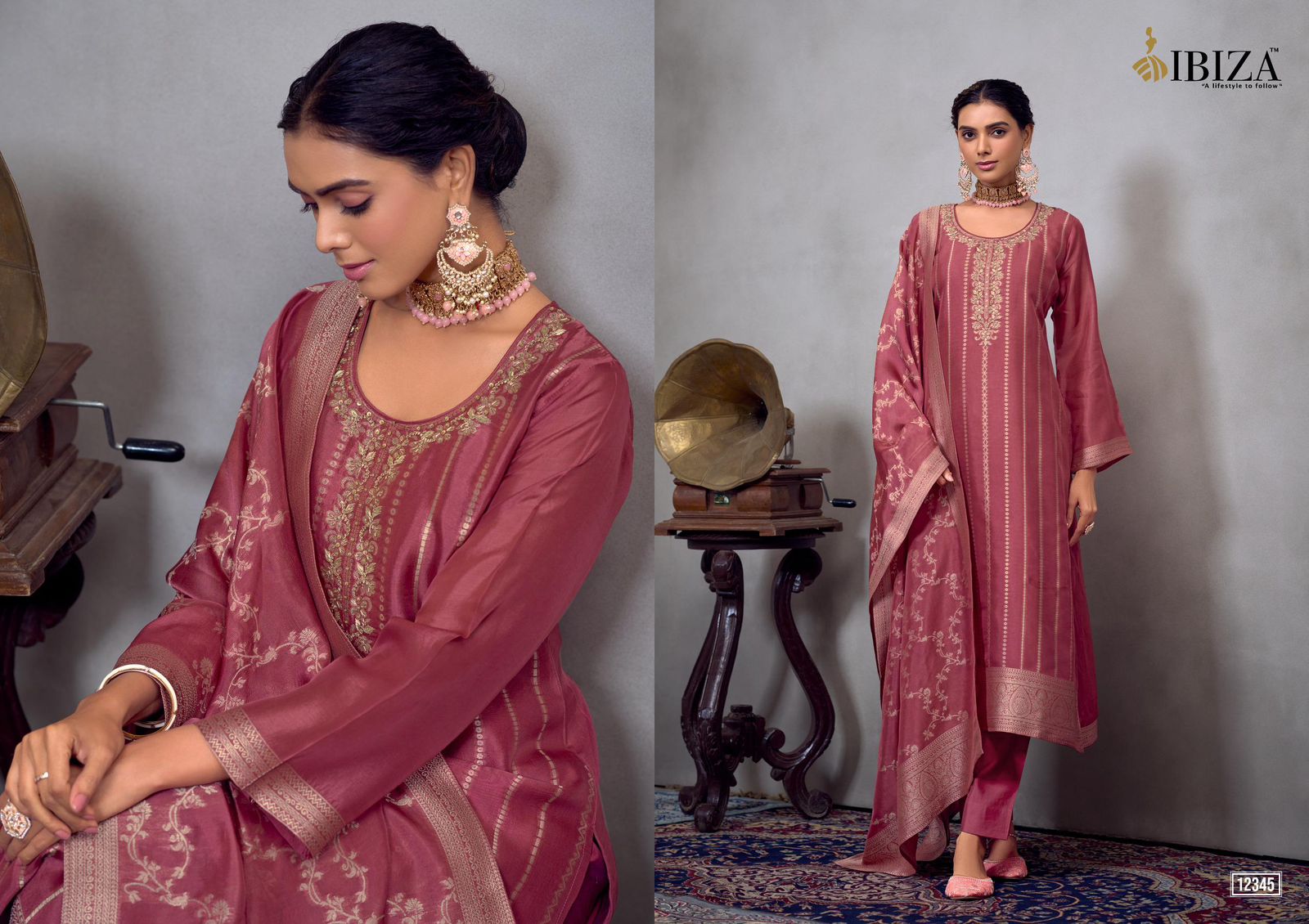 "IBIZA SAAWARIYA | Premium Pure Kosa Silk Jacquard Suit Set