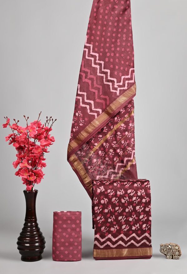 Hand Block Printed Silk Suit