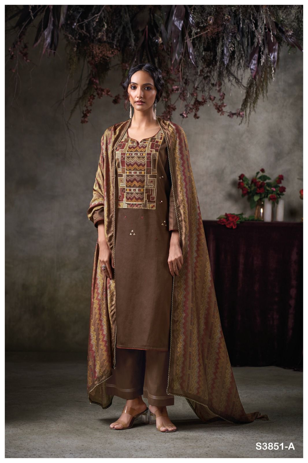 Ganga Tazlin 3851 – Premium Cotton Satin Suit Set