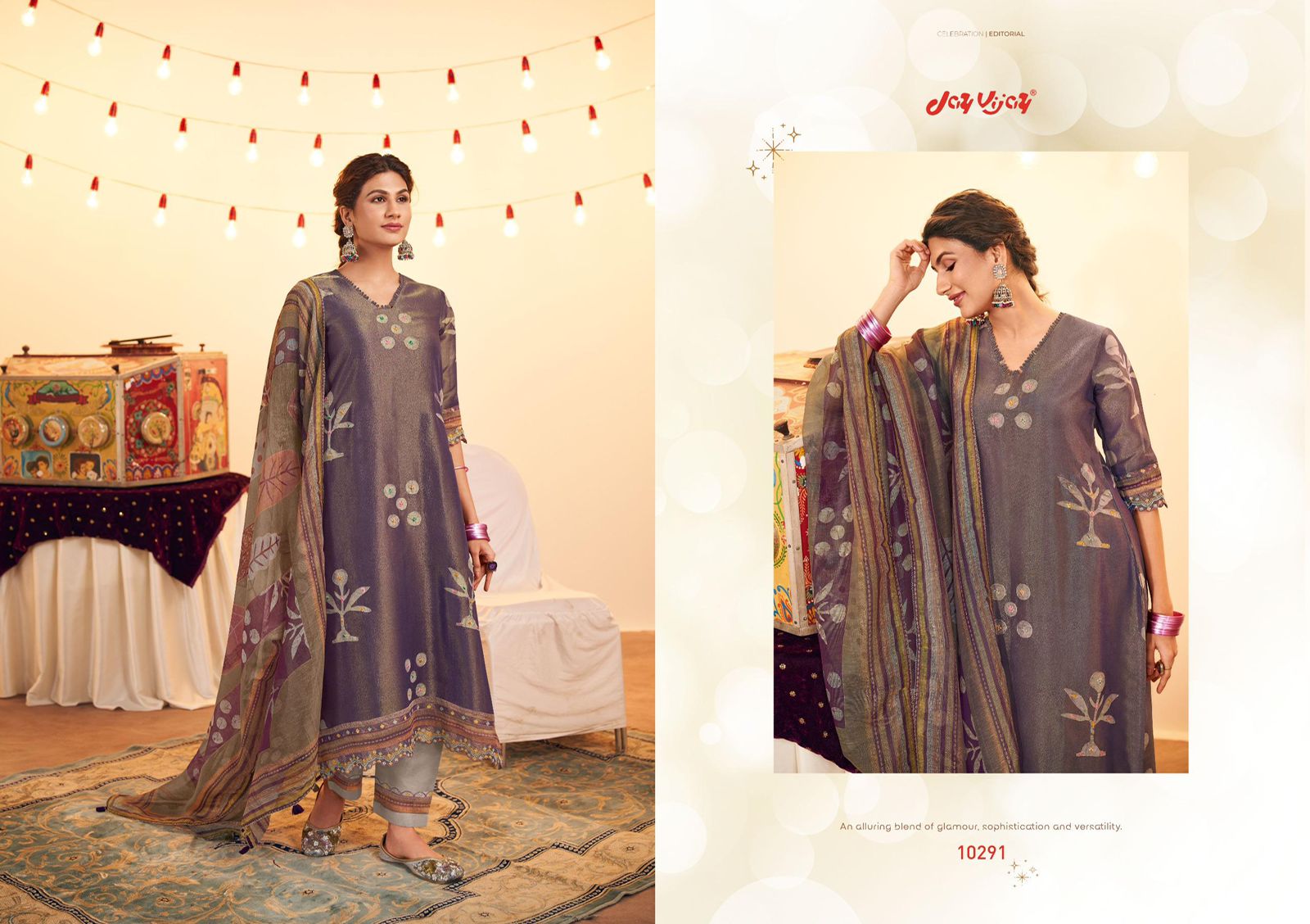 Jay Vijay Mehfil – Hand Batik Tissue Suit