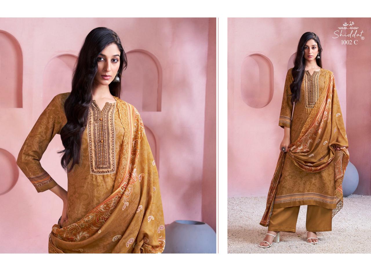 Sahiba Shiddat Bluebell D.No. 1002 Muslin & Soft Silk Suit Set
