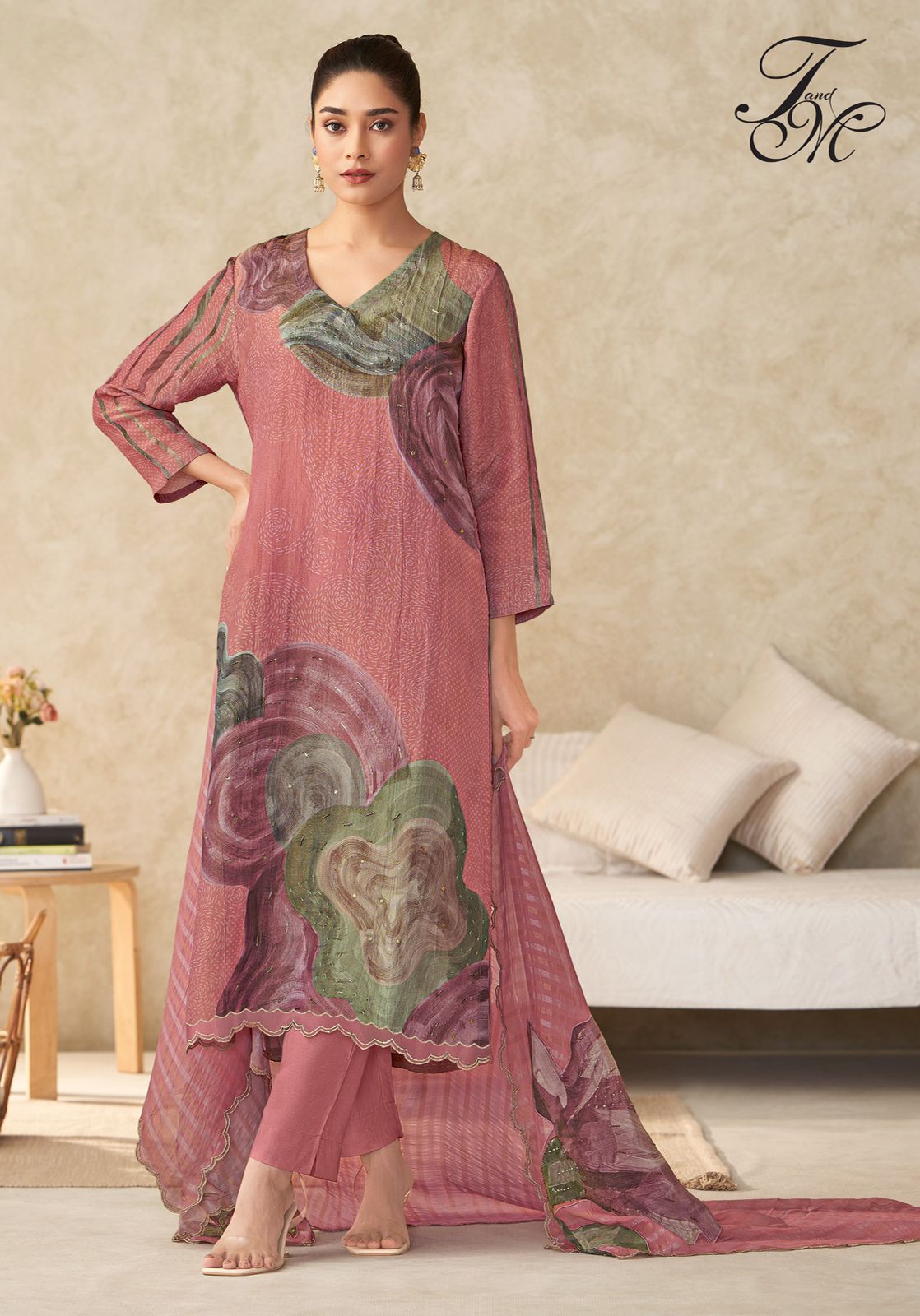 T & M Zohra | Premium Fancy Simmer Tissue Digital Printed Suit