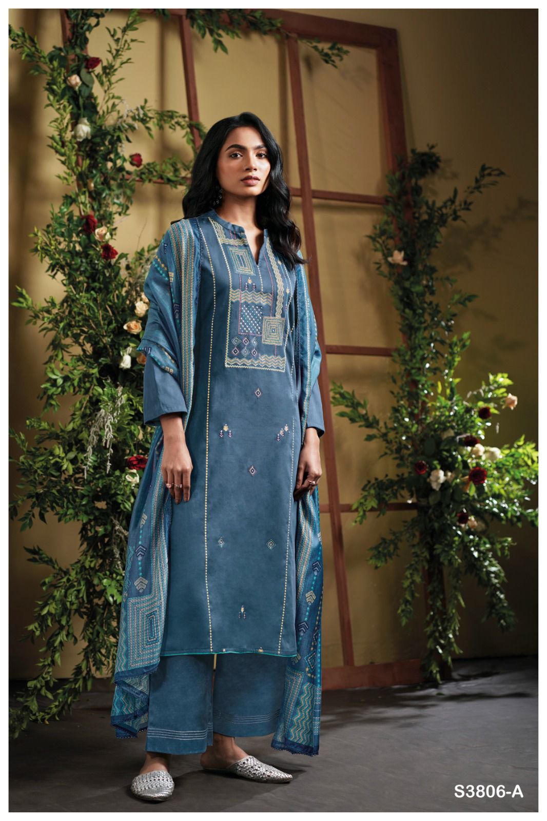 Ganga Ellesy 3806 | Premium Cotton Satin Embroidered Suit