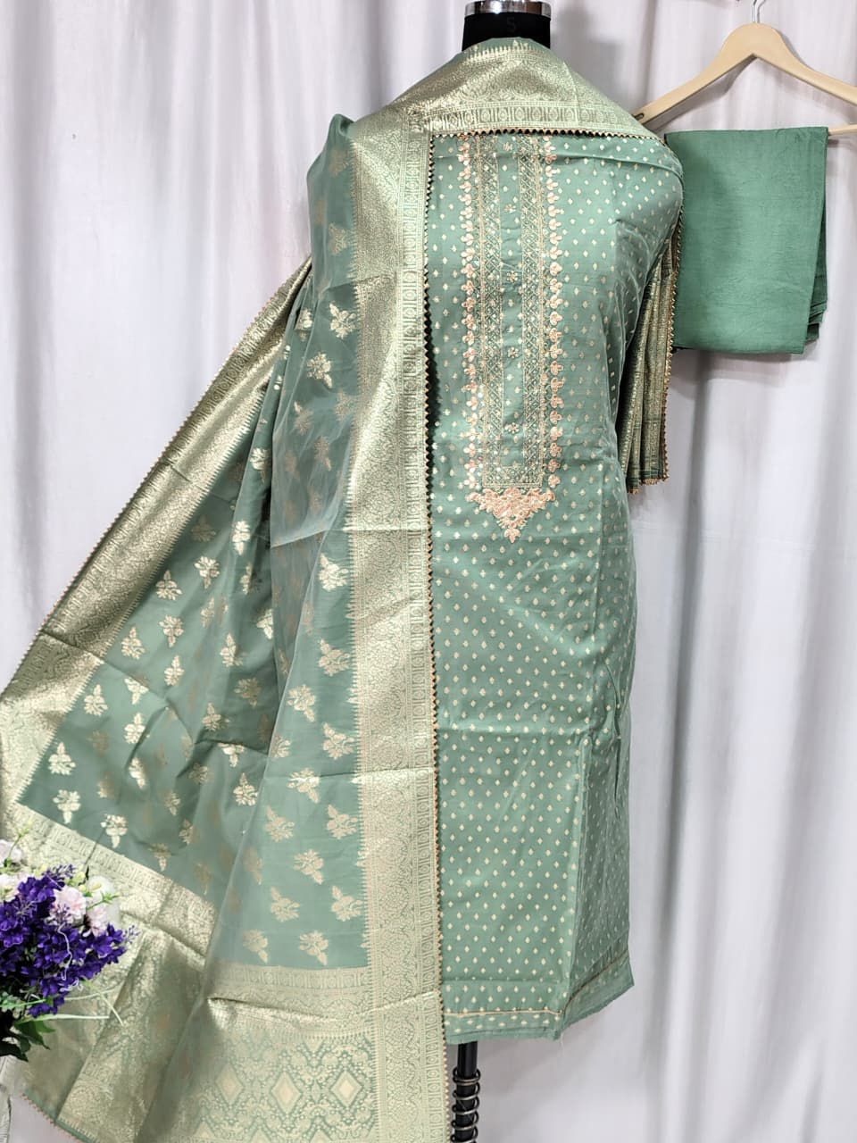 Pure Maheshwari with Banarasi Work & Sequin Embroidery