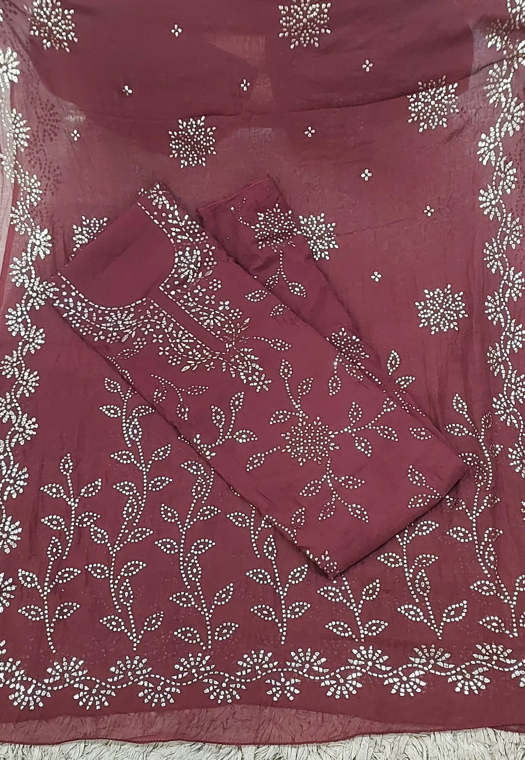 Mul Chanderi Mukesh Work Fancy Suit