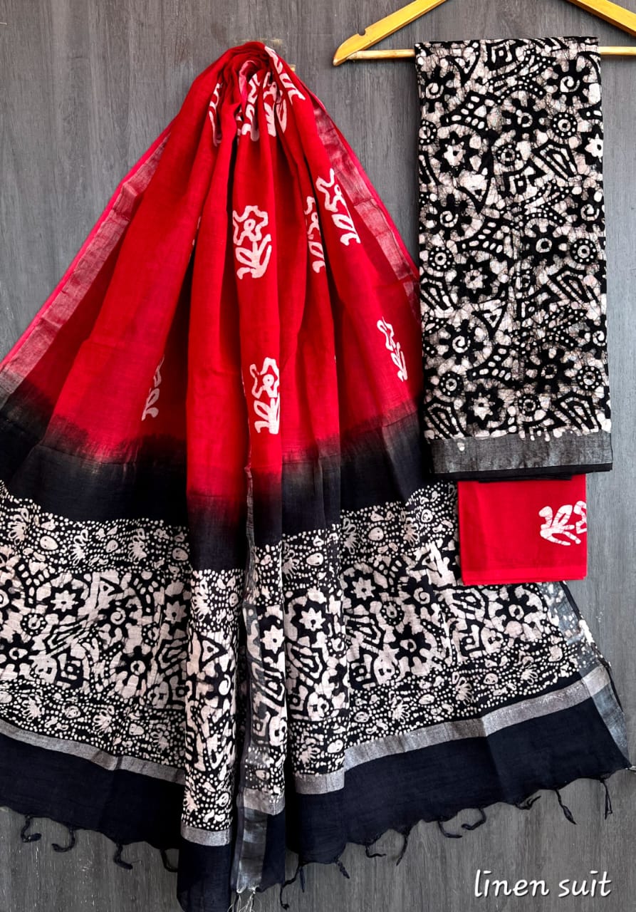 Hand Block Printed Full Linen Suit Sets