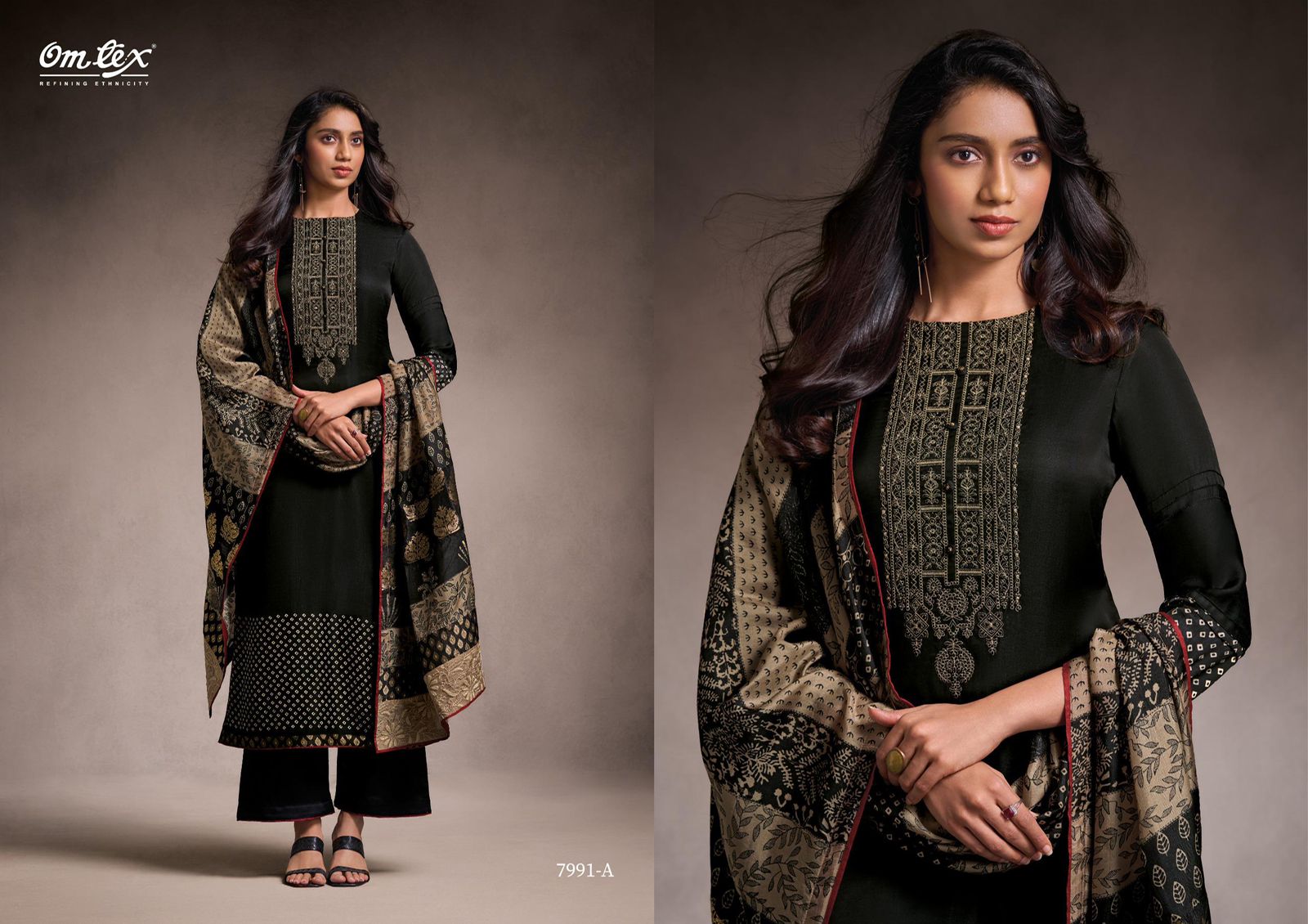 Omtex Aarvi Attire – Designer Silk Suit with Embroidery