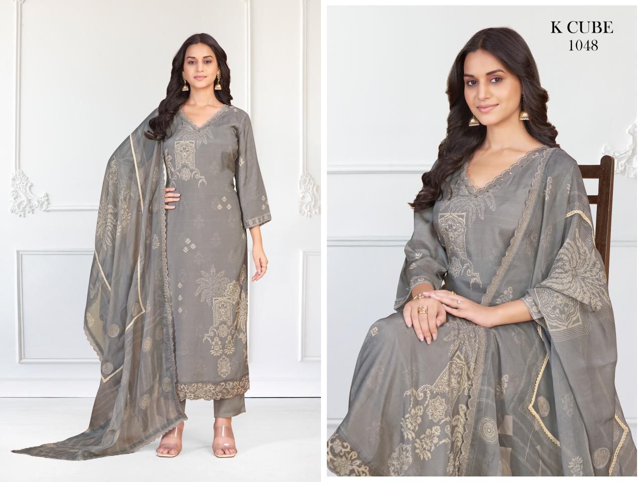K Cube – Veena | Premium Muslin Suit Set with Embroidery