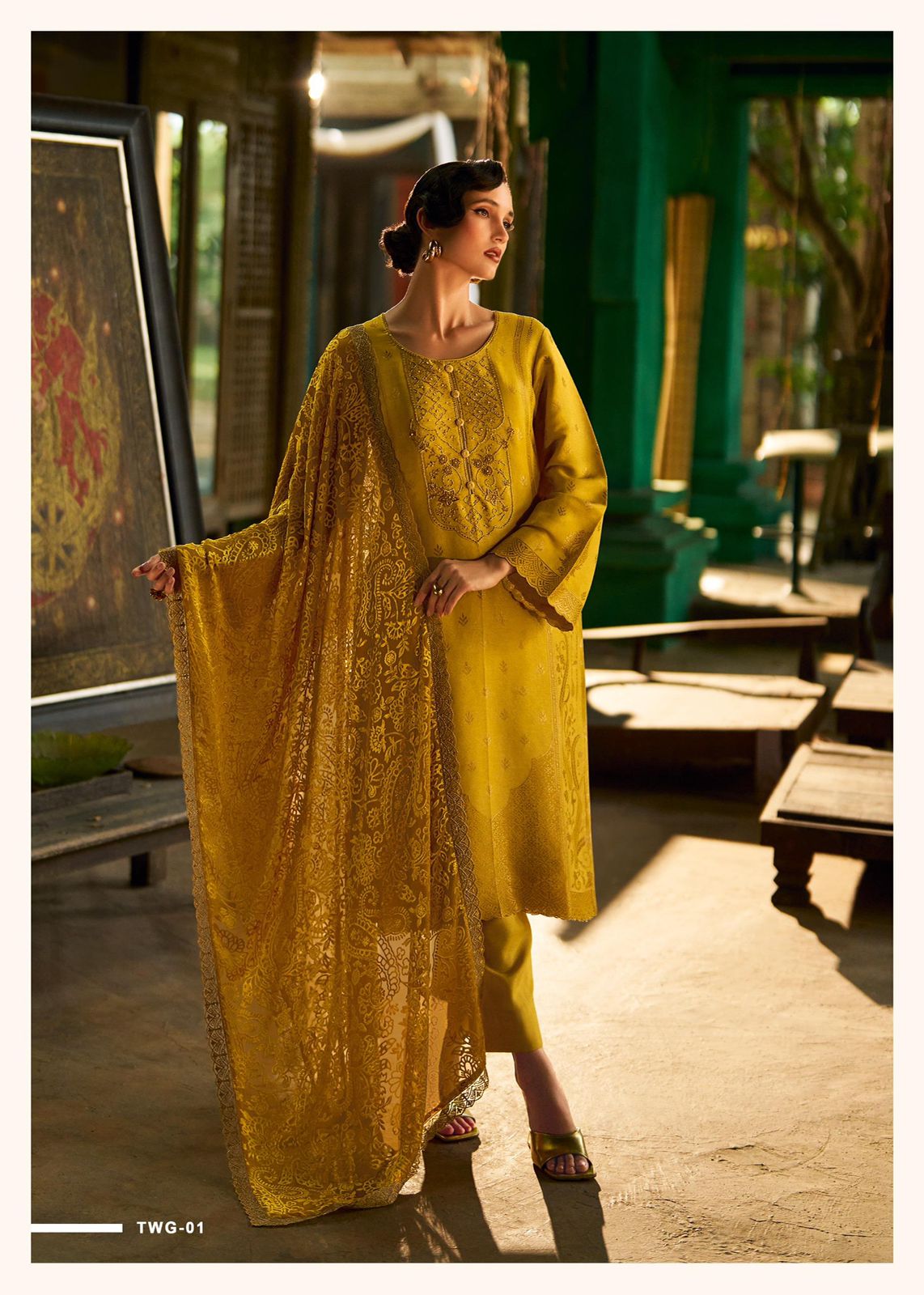 Varsha – The Woven Garden | Premium Velvet Edition Suit
