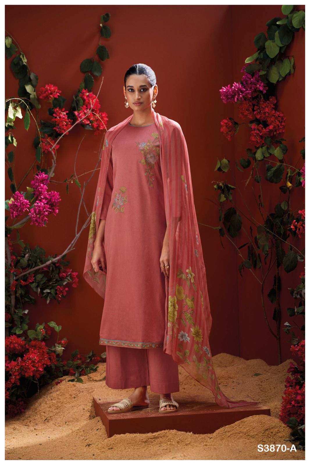 Ganga Jessa 3870 – Stylish Cotton Satin Suit