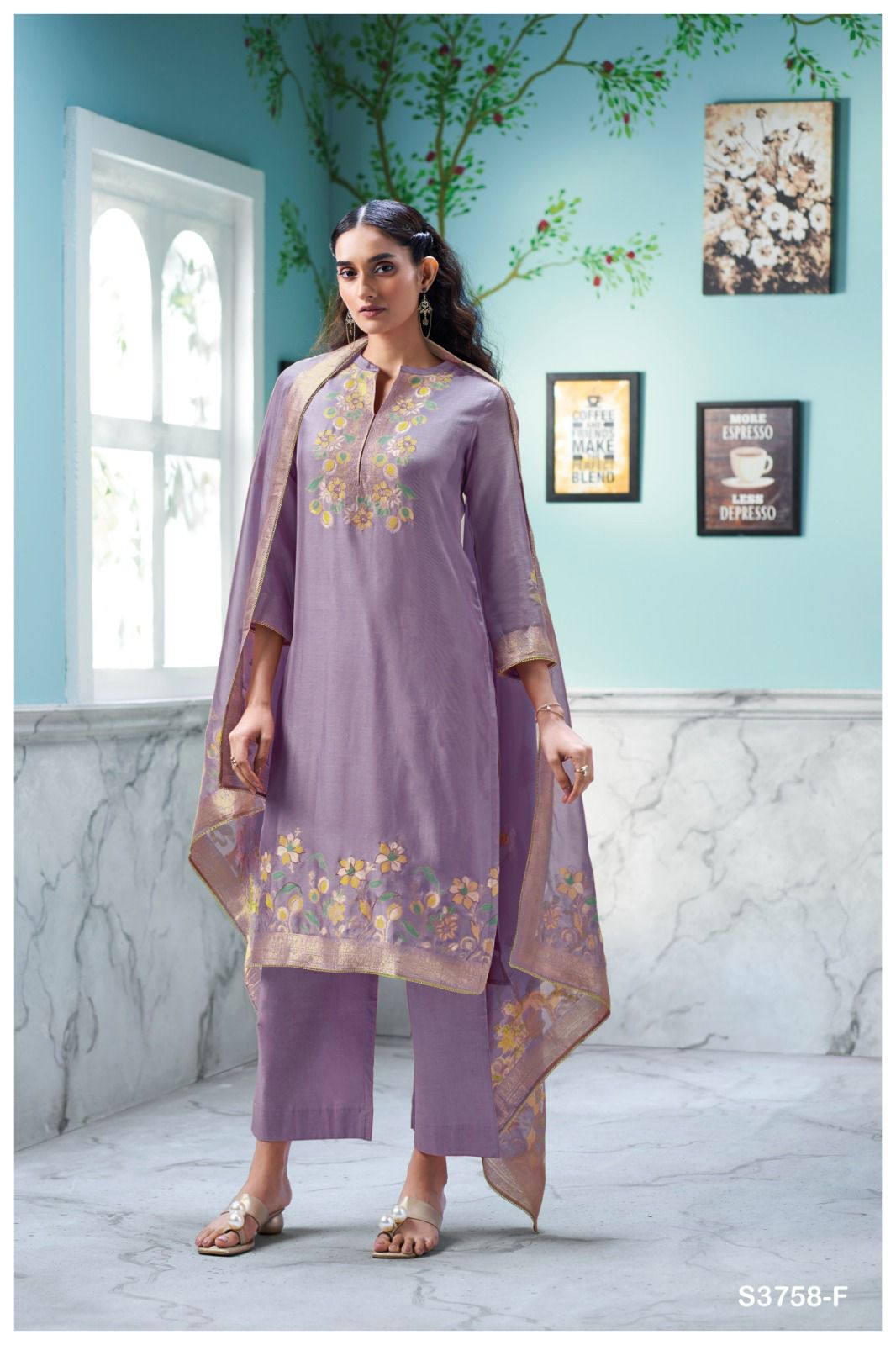 Ganga – Vespera 3758 | Viscose Woven Silk Suit