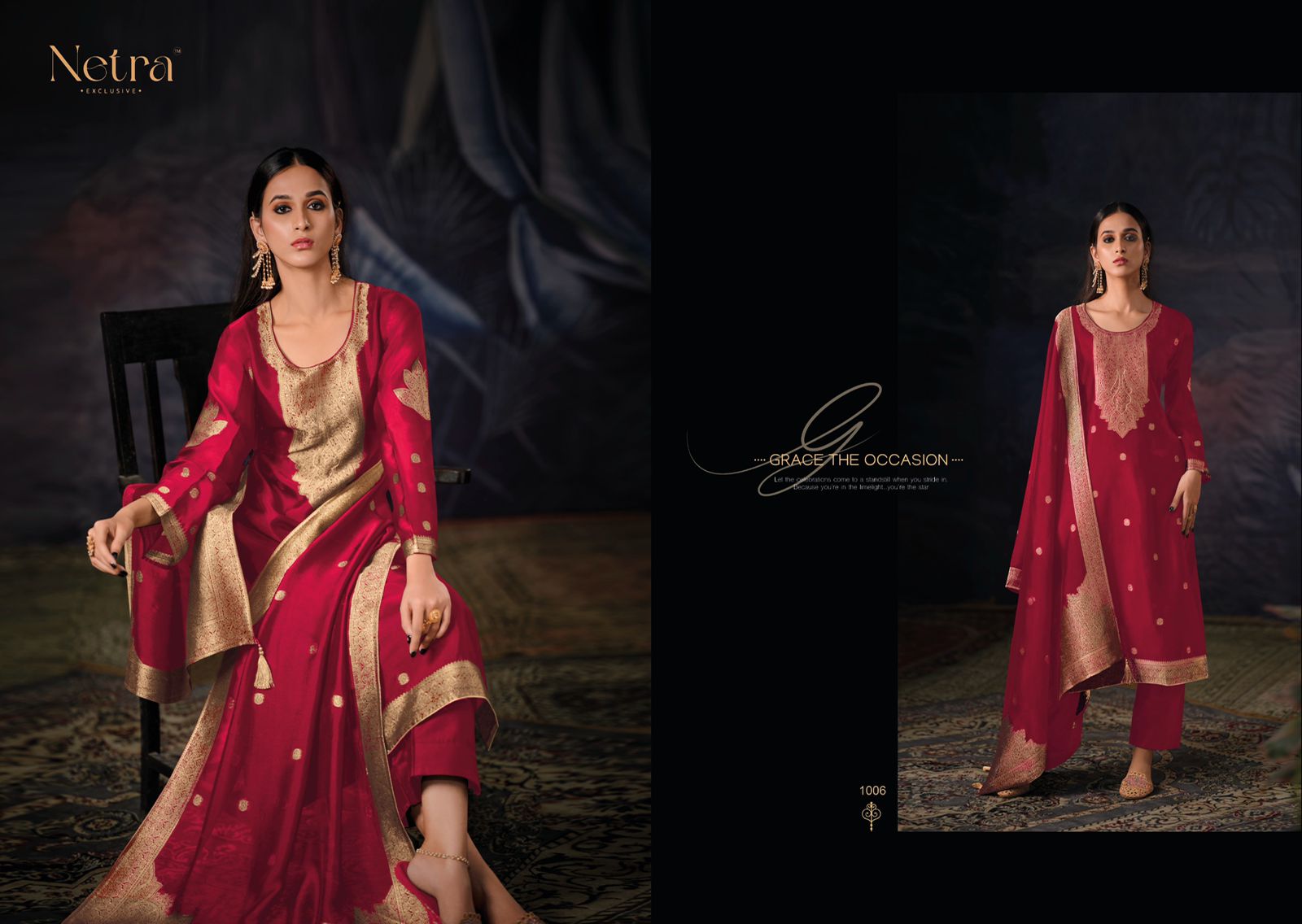 NETRA - VRISA - Viscose Woven Silk Jacquard Set