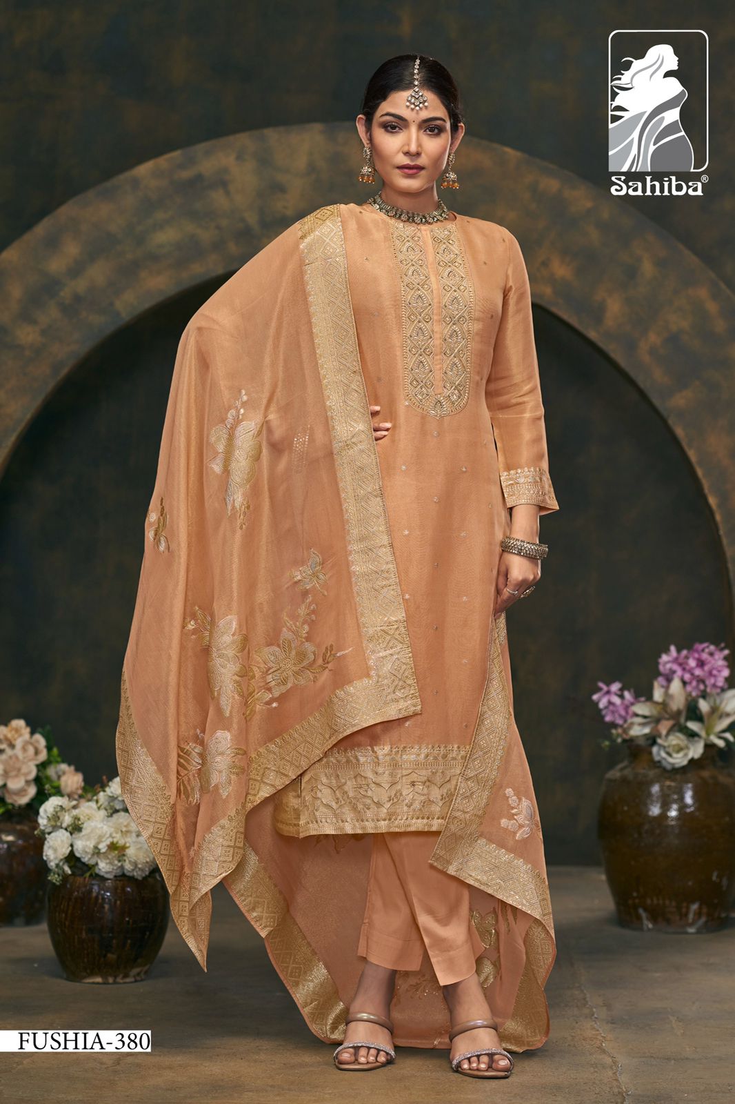 Sahiba Fushia | Fancy Shimmer Jacquard with Embroidery & Handwork