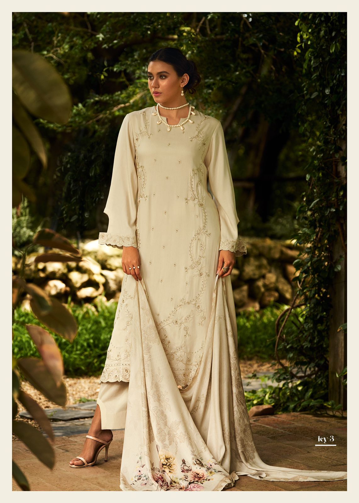 Varsha – ICY PETALS | Viscose Pashmina Suit Set