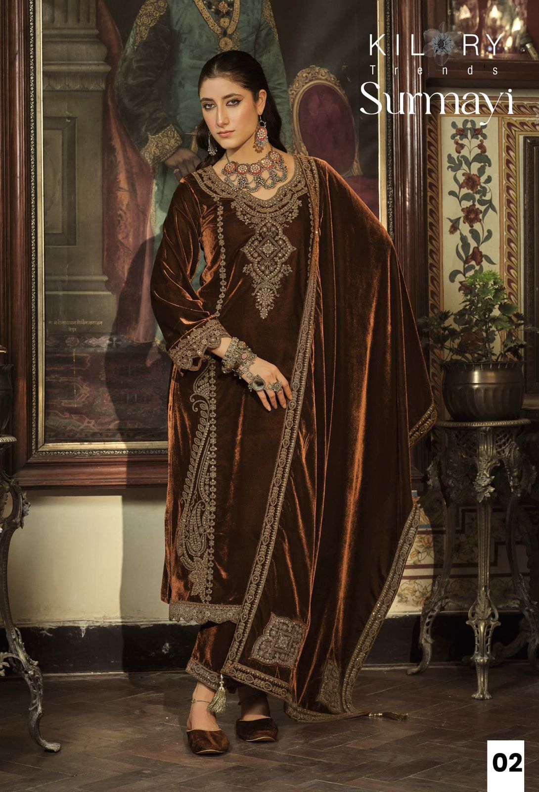 KILORY TRENDS – SURMAYI | Pure Velvet Embroidered Suit Set