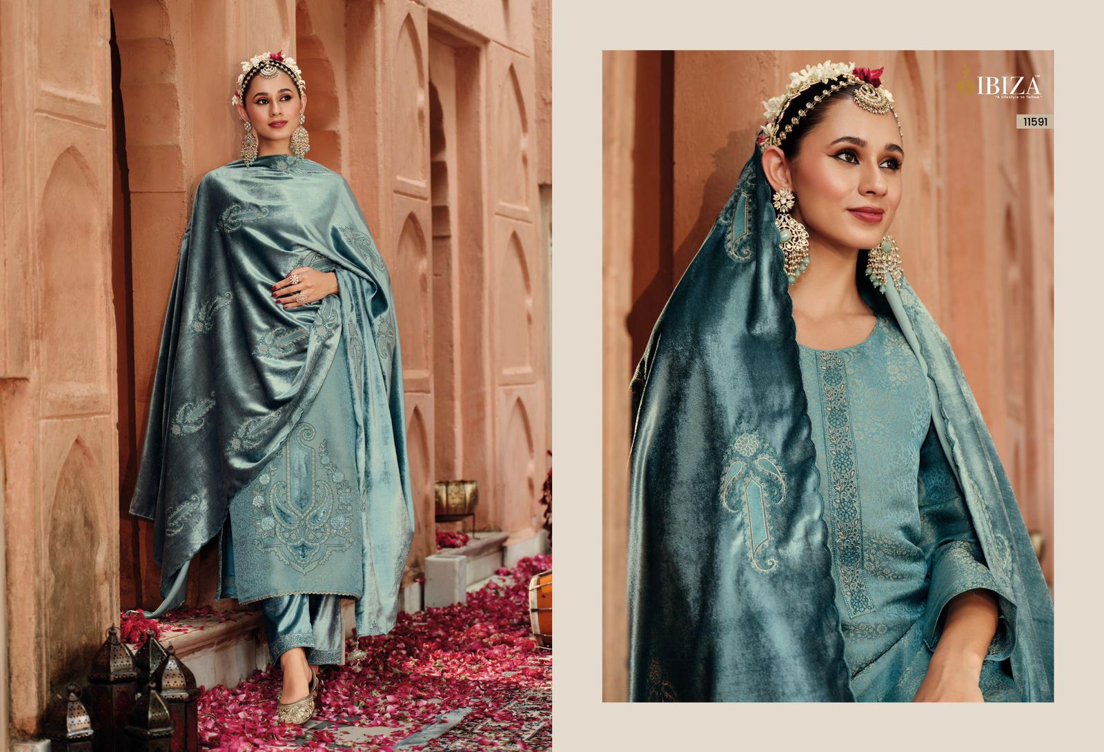 IBIZA ZOELL | Banarasi Silk Satin Jacquard Suit