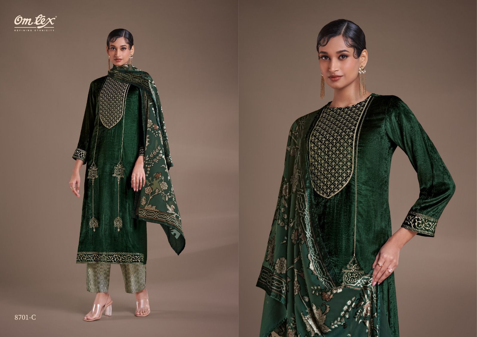 Omtex Ritha Vol-24 | Elegant Velvet Embroidered Suit Set