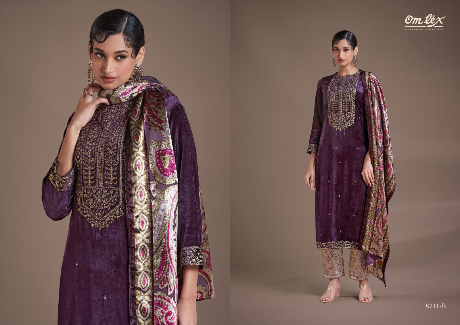 Omtex Ritha-22 – Embroidered Pure Viscose Velvet