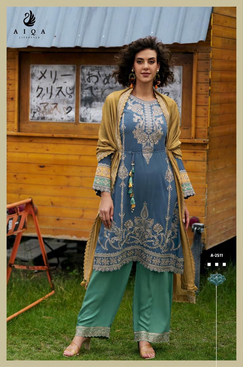 Aiqa Weaves Designer Viscose Pashmina Suit